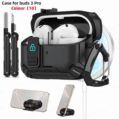2025 Neu für Galaxy Buds 3 Pro Fudas Samsung Magnetschloss-Gehäuse mit Telefonständer-Design, kompatibel mit Magsafe Buds3 Buzz 3 Pro Image