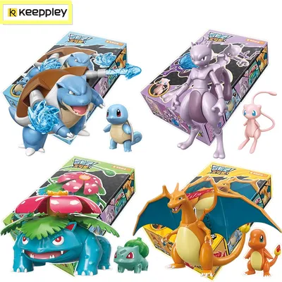 Original Keeppley Baustein Pokemon DIY Pikachu Blastoise Charizard Venusaur Mewtwo Montage Modell Image
