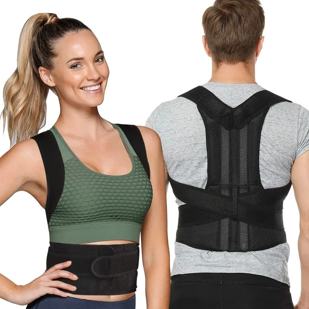 Bokeds Rückenbandage, Haltungskorrekturgürtel, Schlüsselbein-Lendenwirbelstütze, stoppt Slouching und Buckling, verstellbare Linderung von Rückenschmerzen, Unisex Image