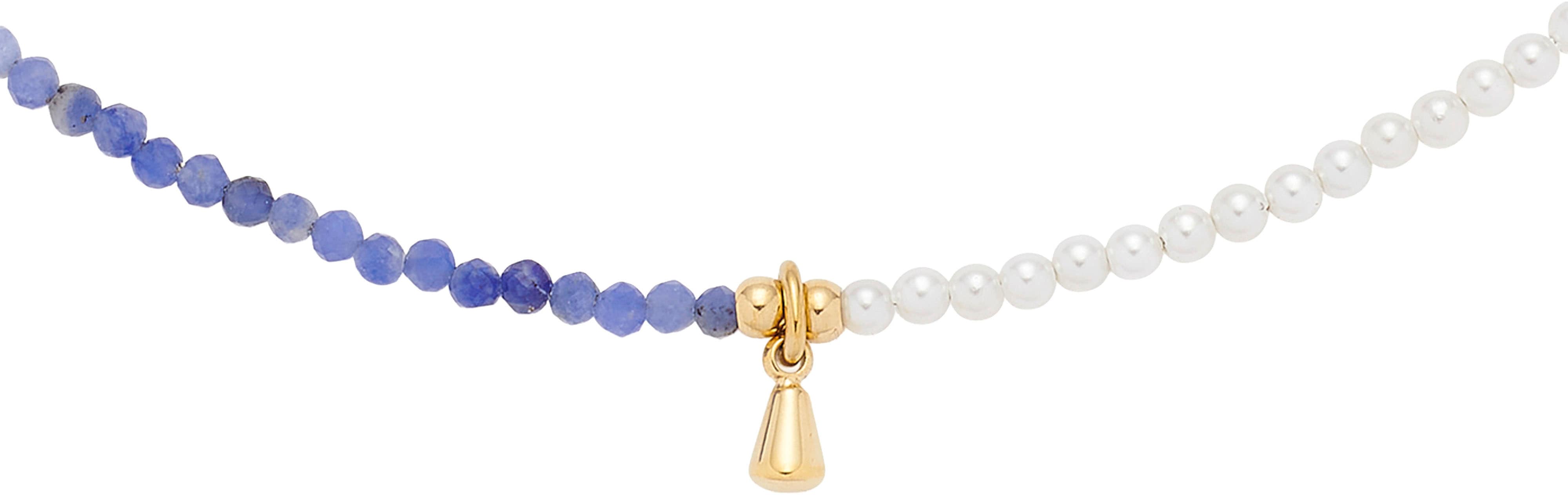 Kette mit Anhänger CIAO BY LEONARDO "Halskette Babelli CIAO, 024470", gold (gelbgoldfarben, mint, champagner, kristallweiß, blau, weiß), Halsketten, Damen, Edelstahl Perlen, L: 47 B: 2mm, Edelstahl, Perlen, mit Amazonit, Labradorit, Sodalith - mit... Image