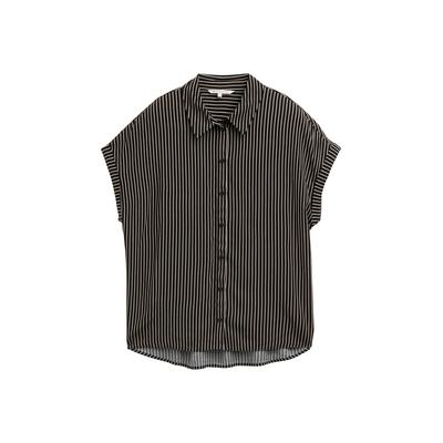 TOM TAILOR DENIM Damen Bluse aus Viskose, schwarz, Gestreift, Gr. XXL Image
