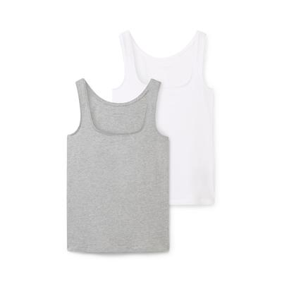TOM TAILOR Damen Basic Top im 2er-Pack, grau, Uni, Gr. S Image