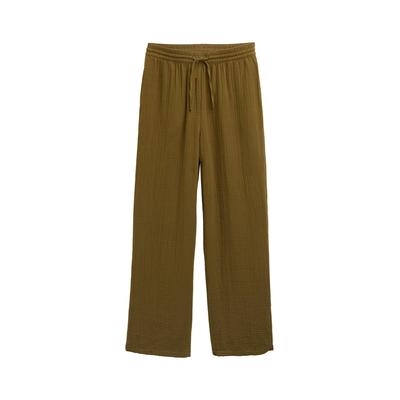 TOM TAILOR DENIM Damen Musselin Straight Hose, grün, Uni, Gr. S Image