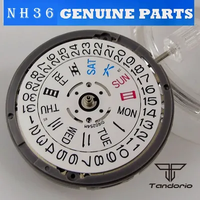 Genuine NH36 NH36A Mechanical Automatic Movement Double Calendar Display Winding Stem 21600 BPH