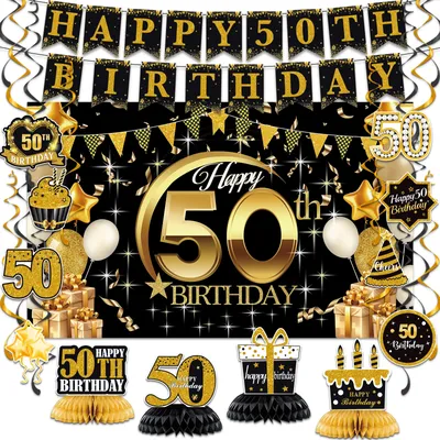 Happy 50th Birthday Banner,Party Decorations,for 50th Birthday Party 50th Anniversary Decorations