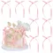 10Pcs Bow Cake Decorations Pink Bowknot Ribbon Cake Toppers for Birthday Wedding Cake Decoration &