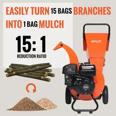 Wood Chipper 4" inch Max Diameter Capacity 9 HP 274cc Gas Powered Engine Heavy Duty Shredder
