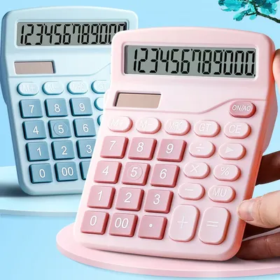 Pink solar calculator for office use Large electronic calculator 12-bit dual power calculator