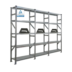 PROREGAL Fachbodenregal PROXIMO Stecksystem | Komplettregal | HxBxT 200x270x40cm | 5 Ebenen | Fachlast 200 kg | Beidseitig nutzbar | Verzinkt Image