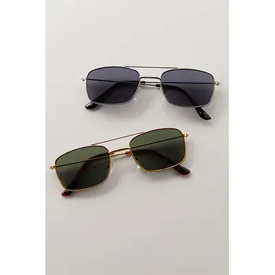 Ryn Metal Aviator Sunglasses at Free People in Silver/Black Lens