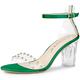 Allegra K Women's Clear Block Heel Ankle Strap Heeled Sandals Green 5 UK/Label Size 7.5 US