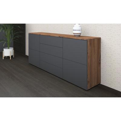 Kommode BORCHARDT MÖBEL "Rova", grau (vintage eiche, graphit matt), B:166cm H:72cm T:35cm, Spanplatte, Sideboards, Breite 166 cm Image
