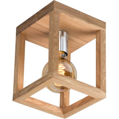 SPOT LIGHT Deckenleuchte "KAGO", braun (eichefarben, chromfarben), H: 25cm, Lampen, Naturprodukt aus Eichenholz, Nachhaltig mit FSC-Zertifikat Image