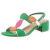 Sandalette MARCO TOZZI, Damen, Gr. 39, grün (grün kombiniert), Textil, Lederimitat, kontrastfarbene Details, elegant, Schuhe, Blockabsatz, Sommerschuh, Riemchensandale mit verstellbarer Schnalle