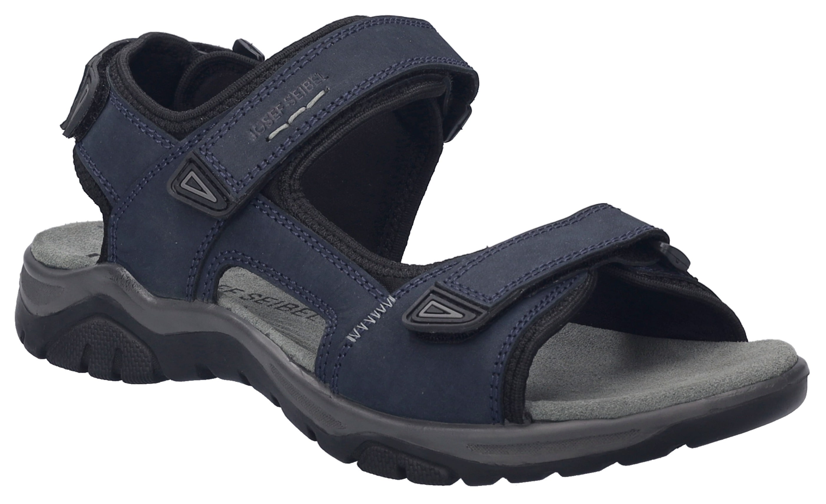 Trekkingsandale JOSEF SEIBEL "Arlo 02", Herren, Gr. 46, blau (indigo), Leder, Basic, Schuhe, Klettsandale, Komfortschuh mit gepolstertem Fußbett, G-Weite