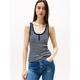 T-Shirt TOMMY JEANS "TJW SLIM HENLEY WAFFLE TANK", Damen, Gr. S (36), blau (schwarz night navy, stripe), Single Jersey, Obermaterial: 58% Baumwolle, 39% Polyester, 3% Elasthan, gestreift, casual, figurbetont, ohne Ärmel, Shirts