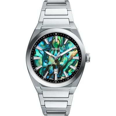 Quarzuhr FOSSIL "EVERETT", edelstahlfarben, Armbanduhren, Herren, Armbanduhr, Herrenuhr, Edelstahlarmband, Datum Image
