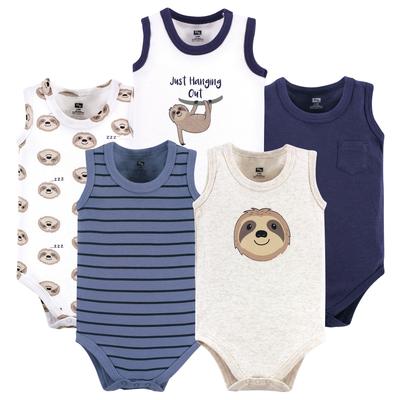 Hudson Baby Infant Boy Cotton Sleeveless Bodysuits 5pk, Sloth