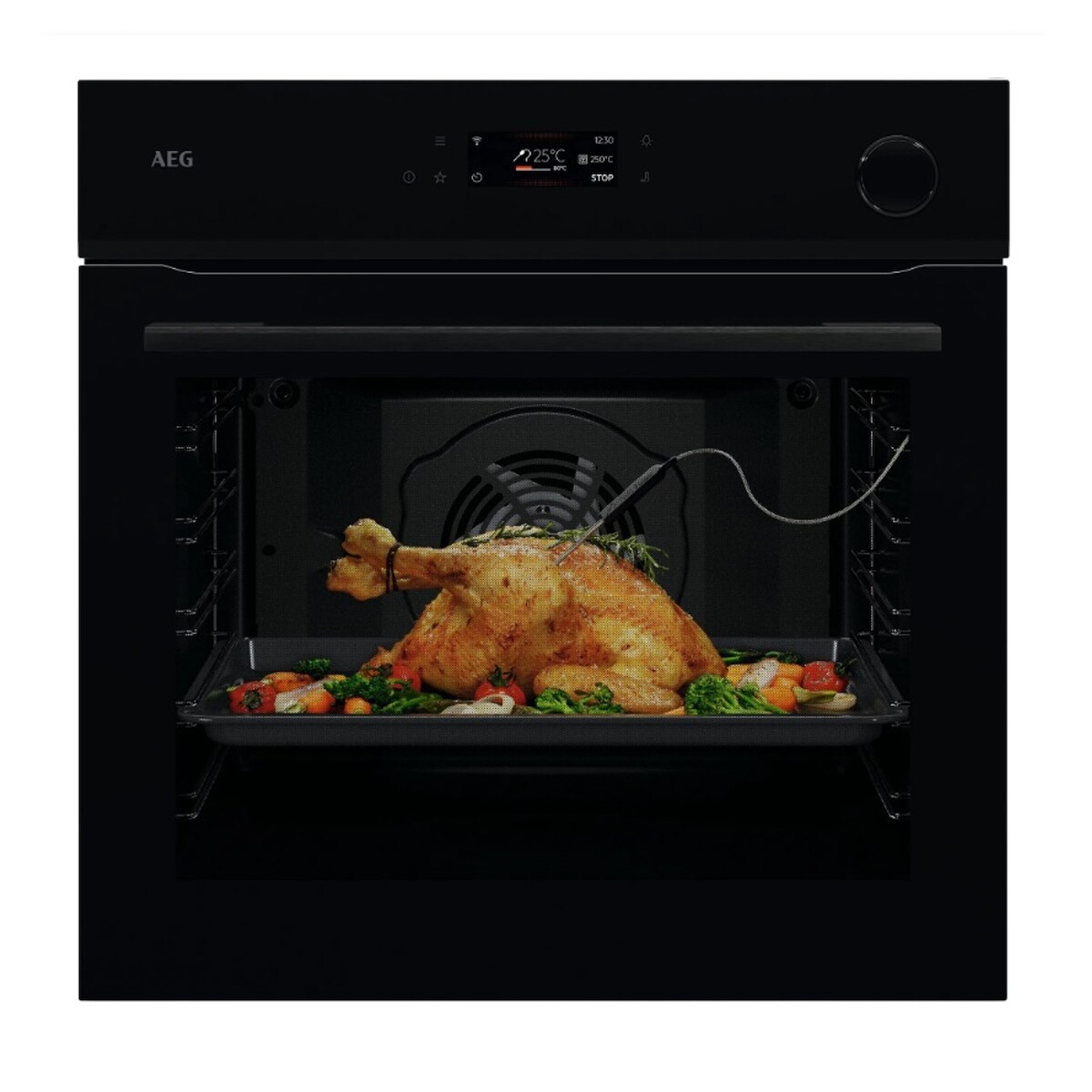 AEG 7000 SteamCrisp® / Einbaubackofen / Pyrolytische Selbstreinigung / Dampfunterstützung / Schwarz NBR7P621SB Image