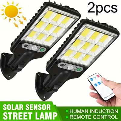TEMU 2pcs Solar Lights Outdoor, 108 Led Solar Flood Lights, 3 Lighting Solar Panel Powered Security Light, Dusk To Dawn With Motion Sensor And Remote, Solar Security Lights For , Yard Image
