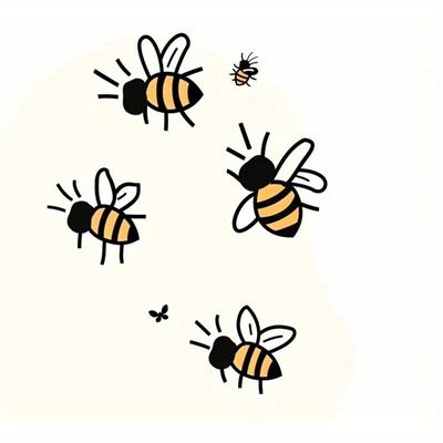 TEMU Vinyl Bee Decals - Waterproof Adhesive Stickers For Car, Laptop, Home Appliances - Weather-resistant Animated Bee Decoration Pack Image