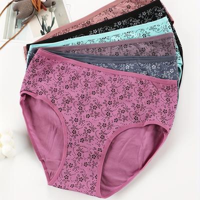 TEMU Pack Of 6 Simple Printed Mid-high Waist Fashionable Soft And Comfortable ' Underpants Image
