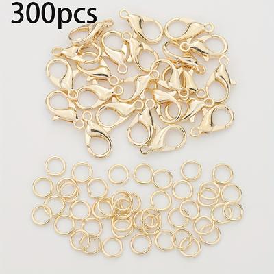 TEMU 300pcs Jewelry Making Kit, 100pcs Lobster Clasps & 200pcs Jump Rings, Alloy, Diy Bracelet Necklace Earrings Accessories, Bag Pack Image