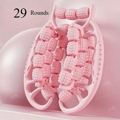 TEMU 29-wheel Pink Leg Massager & Muscle Roller - Multifunctional Fitness Tool For Slimming, Calf Stretching, And Relaxation, Durable Abs Material, Home Workouts And Stress Reduction