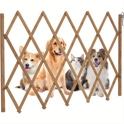 TEMU Hundeabsperrgitter Hundegitter Hundegatter Schutzgitter Treppenschutzgitter Holz Aufziehbar Befestigungsmaterial 75 X 105 Cm Image