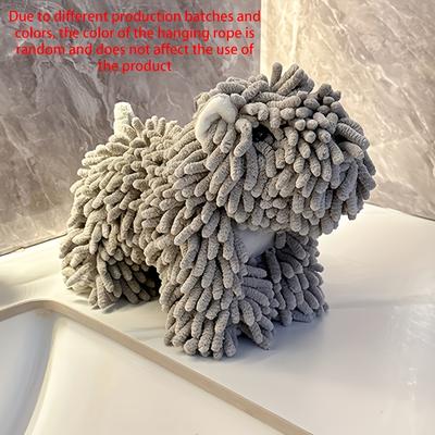 TEMU 1pc/2pcs Puppy Shaped Hand Towels For Kitchen And Bathroom, Super Absorbent Polyester Blend, Wall-mountable, Cute Image