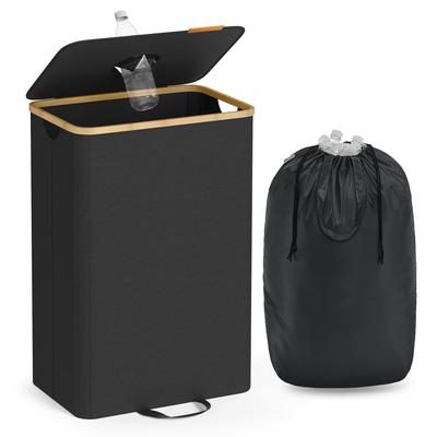 TEMU Container, 135-liter Container, Empty Container, Recycling Container, With Hole, Lid, Inner Bag With Handles, Kitchen Accessory, -beige Image