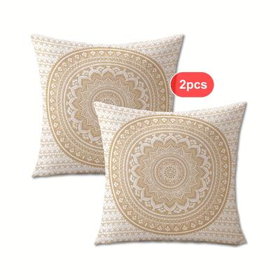 TEMU 2pcs Elegant Boho Mandala Pillowcases, Room Sofa Bed Decorative Cushion Covers, Suitable For All Kinds Of Rooms, Single-sided Printing, No Pillow Core Image