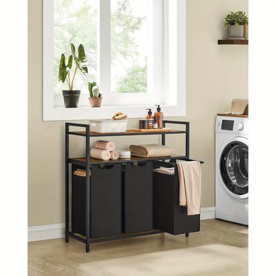 TEMU Laundrybasket3compartments, Laundrycollectorwith2shelves, Laundry Bagextendableandremovable, 40litersperbag, Forbathroom, Laundry Hampers Image