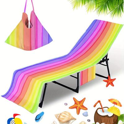 TEMU Vibrant Rainbow Striped Beach Towel - Quick-dry , Lightweight & Portable For Travel, Pool, Camping, Yoga, And , Beach Chair Cover | Vibrant Beach Towel | Quickdry Fabric, Beach Accessories Image