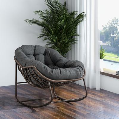 TEMU Living Room Lounge Chair, Oversized Eggshell Shaped Single Chair, Indoor Comfortable Rocking Chair With Thick Cushion, Modern Lounge Chair For Living Room, Balcony, Etc. Image