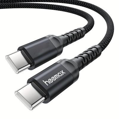 TEMU Usb C To Usb C Cable Nylon Braided, 5a Pd 100w -marker, 100w Fast Charging Cable Type C Charging Cord For Iphone 16/16 Plus/16 Pro/16 Pro Max/15, /air, Ipad Pro/air, Galaxy S24 Ultra Image
