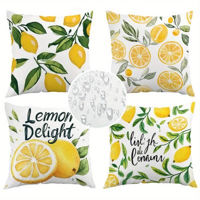 TEMU 4pcs, Outdoor Twill Pillowcasecozy Lemon Print Body Pillow Cover - Soft And Comfortable Bedding With Design For Home Decorzipper Closed Courtyard Sofa Decoratio Image