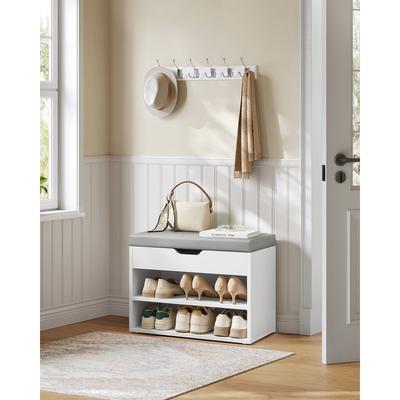 "TEMU Vasagle Shoe Bench With Padded Seat - 3-compartment, Hardwood Construction, 11.8"x23.6"x17.3", Ideal For Entryway, Bedroom, Living Room, Shoe Storage Bench" Image