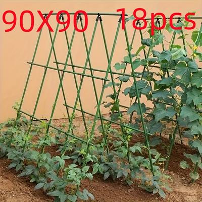 TEMU 18pcs Durable Metal Garden Trellis Set For Climbing Plants - Ideal For , Beans, Tomatoes - Sturdy Plant Support Structure With And Coated Wire , Garden Supports Image