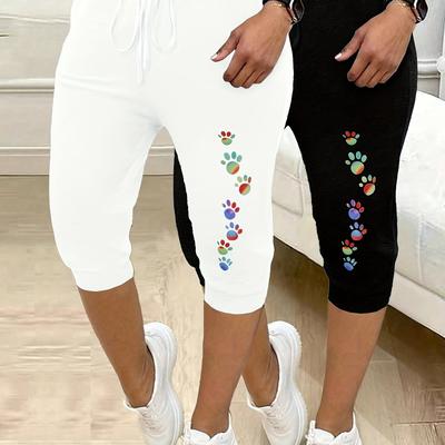 TEMU Summer New Women's Plus Size Cargo Pants Loose Casual Elastic Waist Printed Trousers 2pcs Set Image