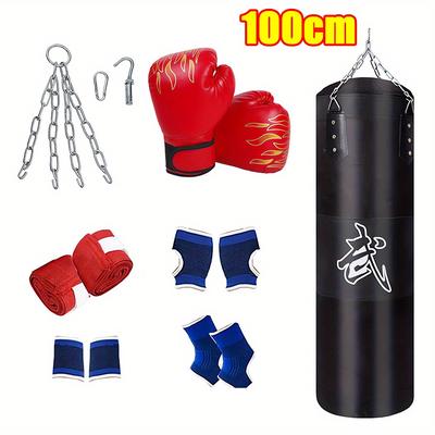 TEMU 100cm/120cm Punching Bag, Hanging Punch Bag, Filled Punch Bag, Heavy Duty Punching Bag, Hanging Pu Material With Thicker Be Rotated 360°, Suitable For Muay And Sparring (unpadded)