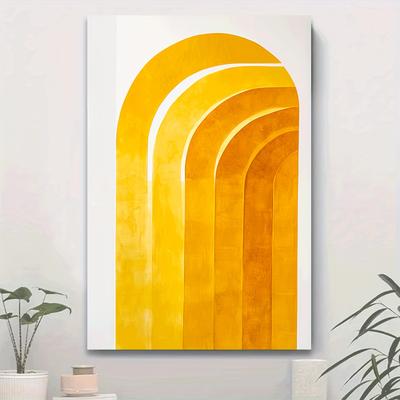 TEMU 1pc Modern Canvas Wall Art With – Abstract Yellow , Horizontal Multi-panel Layout, Home, Office, Cafe, Or Bar Decor – , Use, No Feathers, Battery-free, Wall Art Decor Image