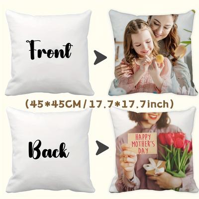 TEMU Custom Photo And Text Pillowcase, Personalized Pillowcases In 3 Sizes 40x40cm, 45x45cm, 50x50cm, Only Pillow Cover, Birthday Gift, Living Room, Bedroom, Sofa Image