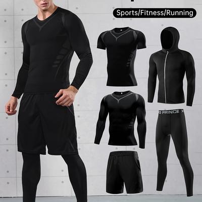 TEMU (5pcs) Men's Set Long Pants, Long Sleeve Shirt, Sports Shorts, Running Jacket, Short Sleeve T-shirt Image