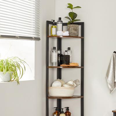 TEMU 5 Tier Corner Bookcase Corner Bookcase Multipurpose Plant Rack Storage Unit For Living Room Bedroom Office Industrial Style, Corner Shelves Image