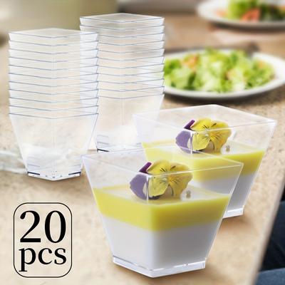 TEMU 20pcs 2oz Reusable Plastic Dessert Cups With Lids (60ml) - Leakproof Mini Parfait/mousse Containers For Parties, Travel, Catering, Bpa-free Snack Cups - Durable Clear Portable Serving Bowls Image