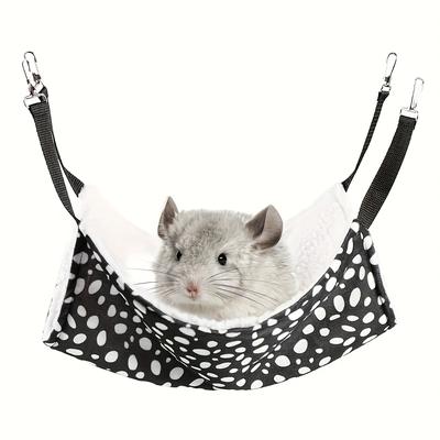 TEMU Pet Cage Hammock, Polyester Polka Dot Small Pet Animal Dog Puppy Puppy Cat Kitten Ferret Hammock Sleeping Mat, Black And White Image