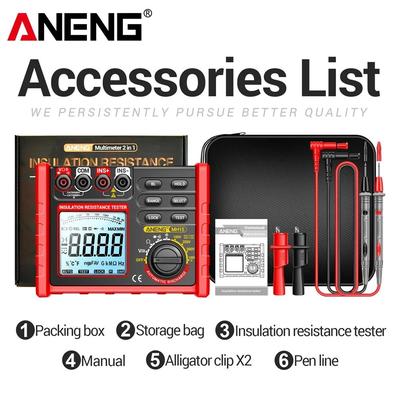 TEMU Aneng Mh15 Digital Ohm Meter Insulation Resistance Meter 6000 Counter Resistance Tester Tester Megohm Meter High Voltage Tool No Battery Image