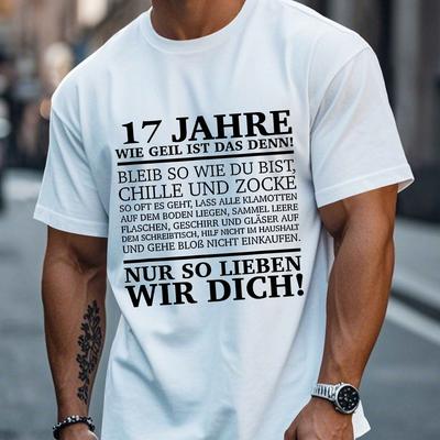 TEMU German 17th Birthday Men's Short Sleeve T-shirt Summer T-shirt Top Image