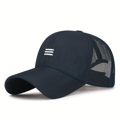 TEMU Men's Quick-dry Breathable Baseball Cap With Mesh Back Panel & Embroidered Logo - Lightweight Sun Protection Hat For Outdoor Sports, Fishing, Hiking - Multiple Colors , Outdoor Hat Image